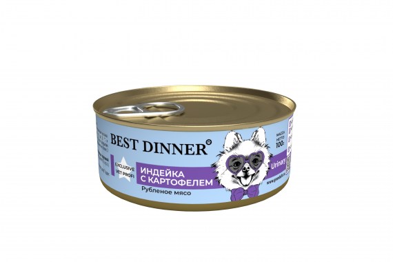 Best Dinner Urinary Exclusive Vet Profi Влажный корм для собак для профилактики мочекаменной болезни Индейка с картофелем
