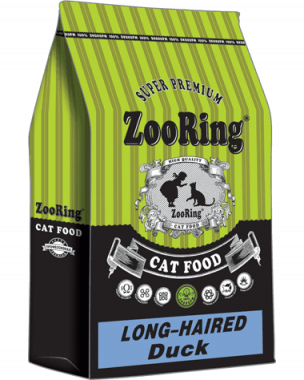 Zooring Long-Haired Adult Cat Duck сухой корм для взрослых длинношерстных кошек с уткой