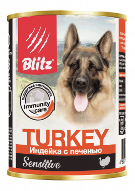 Blitz Sensitive Dog Turkey & Liver консервированный корм для собак всех пород и возрастов с индейкой и печенью