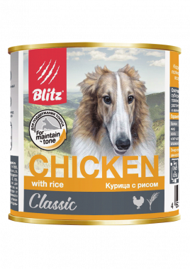 Blitz Classic Dog Chicken & Rice Minced консервированный корм для собак всех пород и возрастов с курицей и рисом
