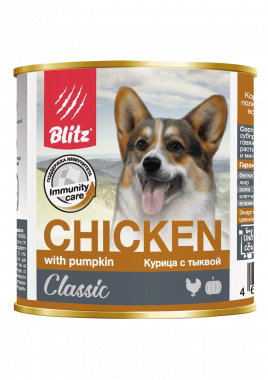 Blitz Classic Dog Chicken whith Pumpkin консервированный корм для собак всех пород и возрастов с курицей и тыквой